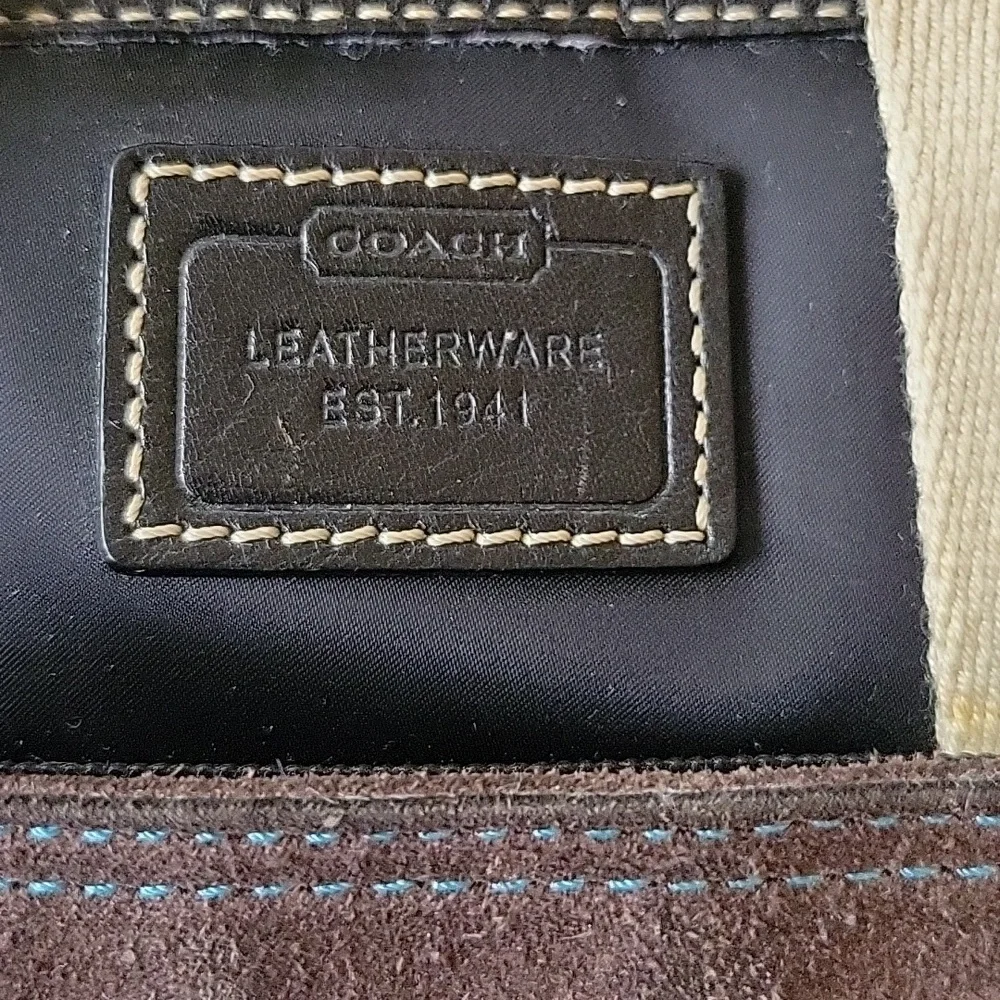 Coach Hampton Mini Nylon Shopper Tote Leather Dark Brown Leather Trim - Picture 2 of 16